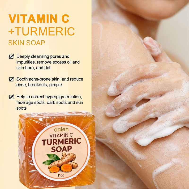 Oalen Turmeric Soap Bathing Kojic Acid Dark Spot Remover Soap with Vitamin c for Smooth Soft Skin Daily Use,oalen cosmetics