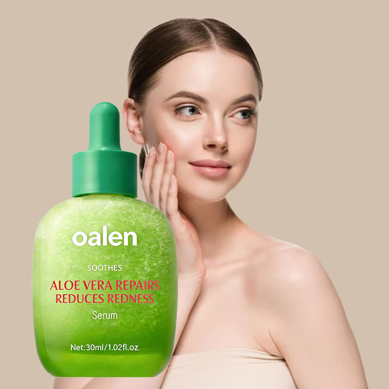 Private Label Calming Aloe Vera Serum Redness Relief Repairing Facial Serum for Sensitive Skin Care,oalen cosmetics