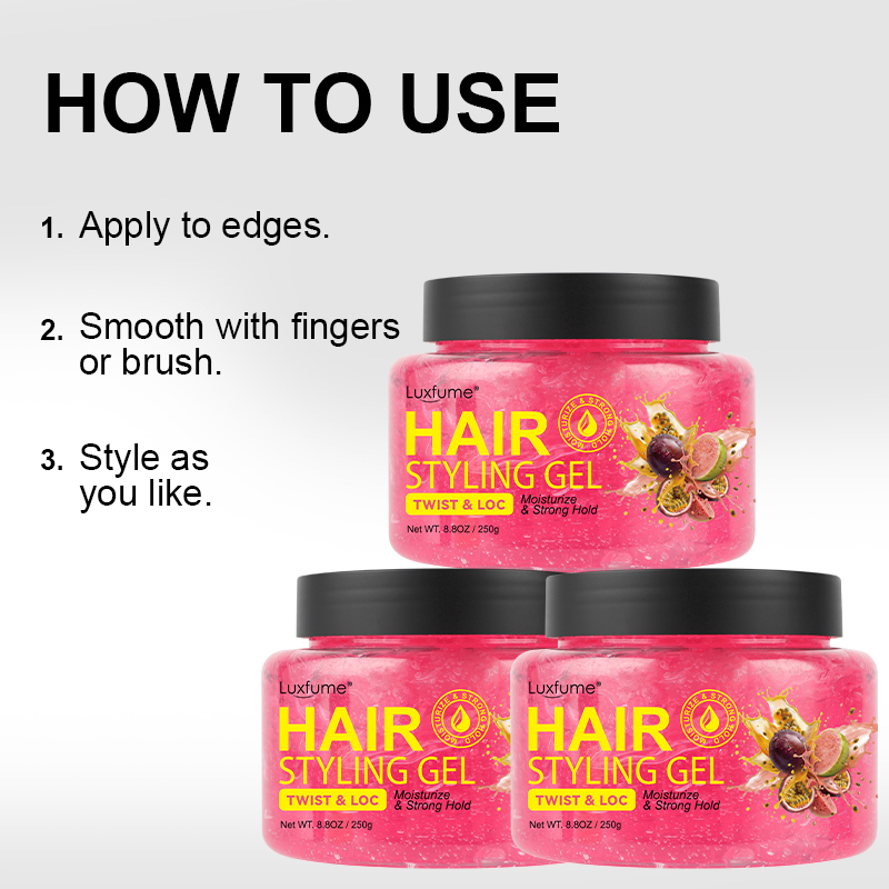 Oalen Natural Organic Hair Styling Gel Passion Fruit Dual Scent Extra Strong Hold Moisturizing No Flaking for Twist Loc,oalen cosmetics
