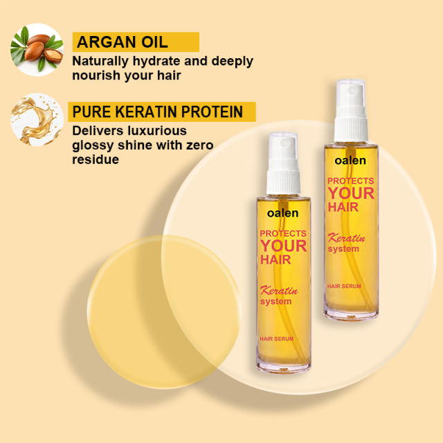Oalen Repair Shine Keratin Hair Serum Spray Vitamin E Anti Frizz Heat Protection Leave in Smooth for Damaged Hair,oalen cosmetics