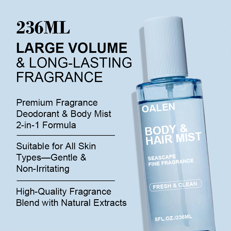 Luxfume Premium Fragrance Body Mist 236ML Fresh and Clean Scent Deodorant Body Spray with Natural Extracts Suitable for All Skin,oalen cosmetics