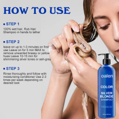 Oalen Private Label Silver Blonde Blue Shampoo Neutralizes Brassy Yellow Tones for Blonde Silver Grey Highlighted Hair,oalen cosmetics