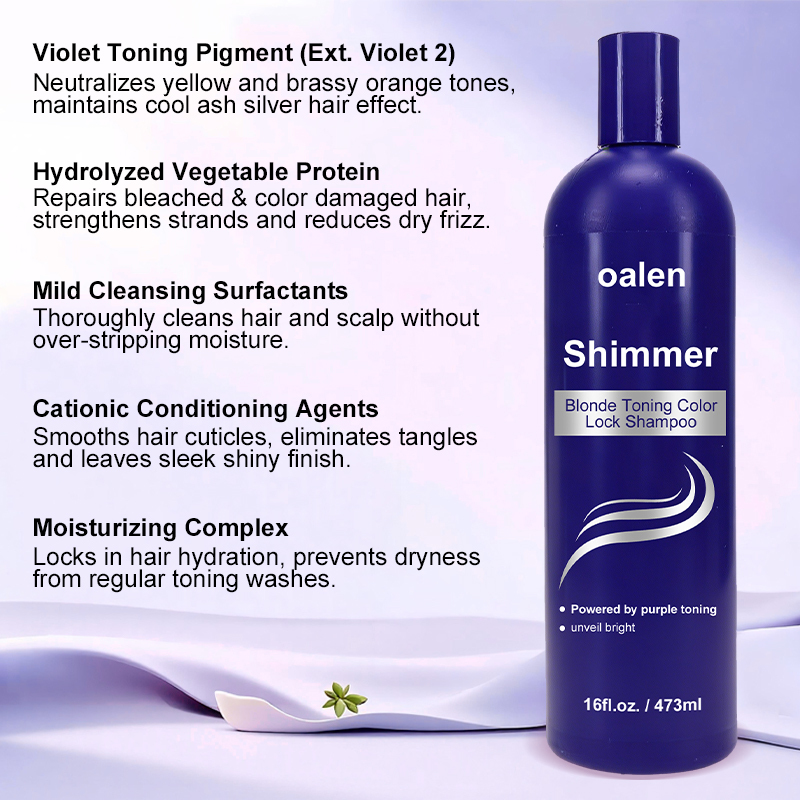 Private Label Oalen Purple Toning Color Lock Shampoo Brighten Cool Tone for Bleached Blonde and Grey Hair,oalen cosmetics