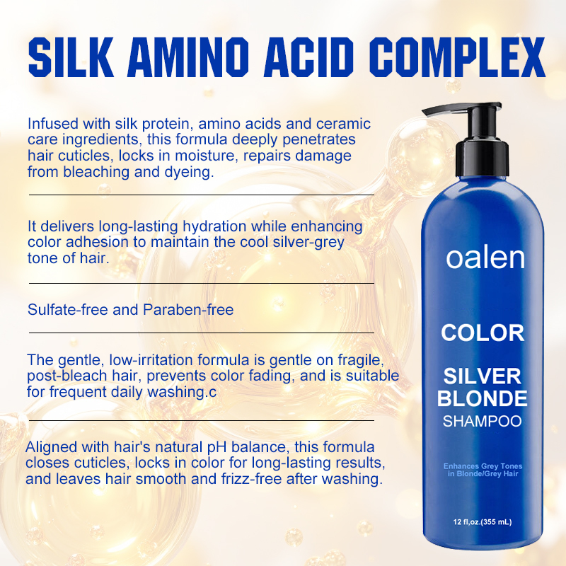 Luxfume Blue Color Toner Shampoo for Blonde Silver Grey Hair Remove Yellow Brass Enhance Cool Silver Blonde Tone,oalen cosmetics