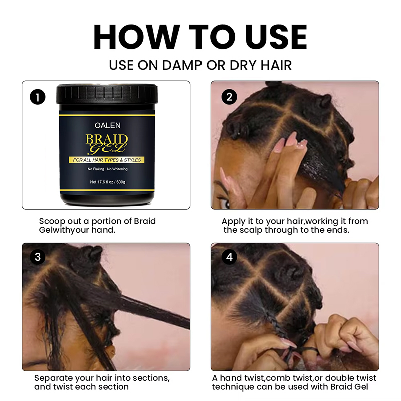 STYLE Extreme Hold Pomade, Best Organic Smoothing & Moisturizing Braid Gel – No Flaking, No Drying, All-Day Firm Hold,oalen cosmetics