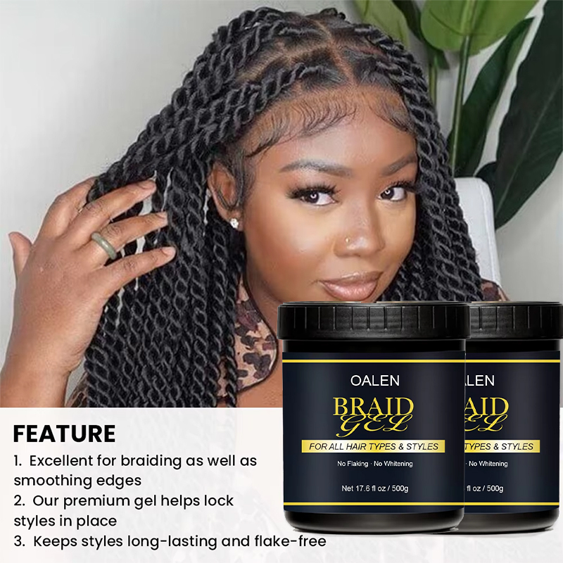 STYLE Extreme Hold Pomade, Best Organic Smoothing & Moisturizing Braid Gel – No Flaking, No Drying, All-Day Firm Hold,oalen cosmetics