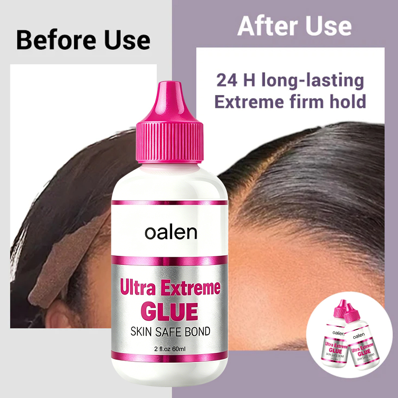 Clear Invisible 2oz Lace Wig Adhesive Private Label Waterproof Sweat Resistant Quick Dry Strong Hold Glue for Daily Wig Wear,oalen cosmetics