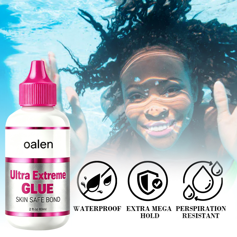 Clear Invisible 2oz Lace Wig Adhesive Private Label Waterproof Sweat Resistant Quick Dry Strong Hold Glue for Daily Wig Wear,oalen cosmetics