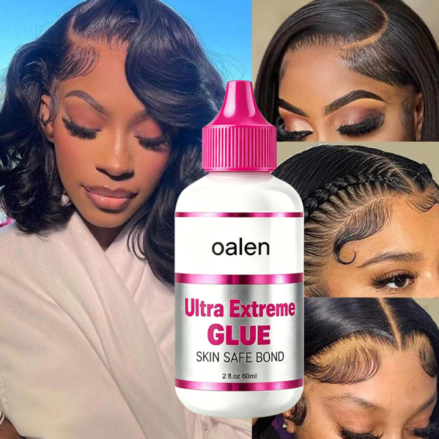 Clear Invisible 2oz Lace Wig Adhesive Private Label Waterproof Sweat Resistant Quick Dry Strong Hold Glue for Daily Wig Wear,oalen cosmetics