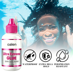 Clear Invisible 2oz Lace Wig Adhesive Private Label Waterproof Sweat Resistant Quick Dry Strong Hold Glue for Daily Wig Wear,oalen cosmetics