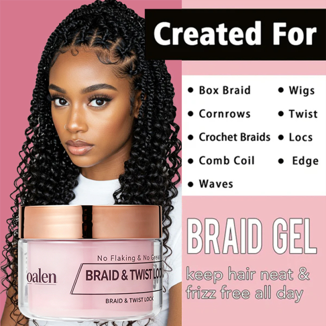 Private Label Organic Vegan Tea Tree Extreme Hold Braiding Gel Smooths Tames Frizz Hair Locks Twists,oalen cosmetics