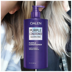 Purple Conditions  Color Depositing Formula Gently Cleanses Conditions Neutralizes Brass And Yellow Tones For Blonde Silver Gray Highlighted Hair,oalen cosmetics
