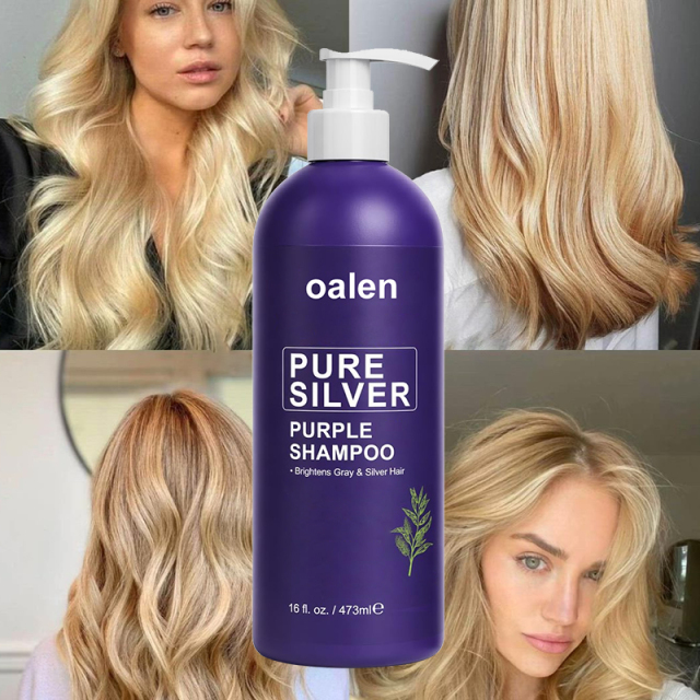 Purple Shampoo Professional Anti Brass Toner Removes Yellow Tones for Gray Bleached White and Blonde Hair Refreshes Scalp Sulfate Free,oalen cosmetics