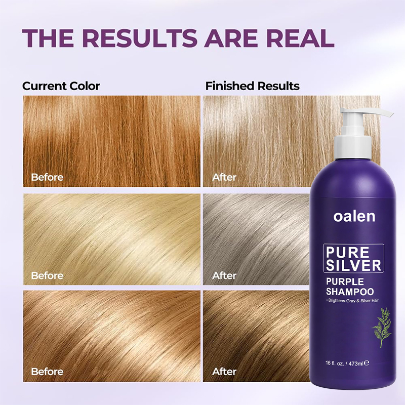 Purple Shampoo Professional Anti Brass Toner Removes Yellow Tones for Gray Bleached White and Blonde Hair Refreshes Scalp Sulfate Free,oalen cosmetics
