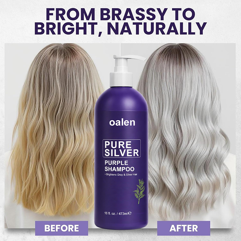 Purple Shampoo Professional Anti Brass Toner Removes Yellow Tones for Gray Bleached White and Blonde Hair Refreshes Scalp Sulfate Free,oalen cosmetics