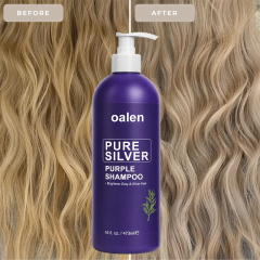 Purple Shampoo Professional Anti Brass Toner Removes Yellow Tones for Gray Bleached White and Blonde Hair Refreshes Scalp Sulfate Free,oalen cosmetics