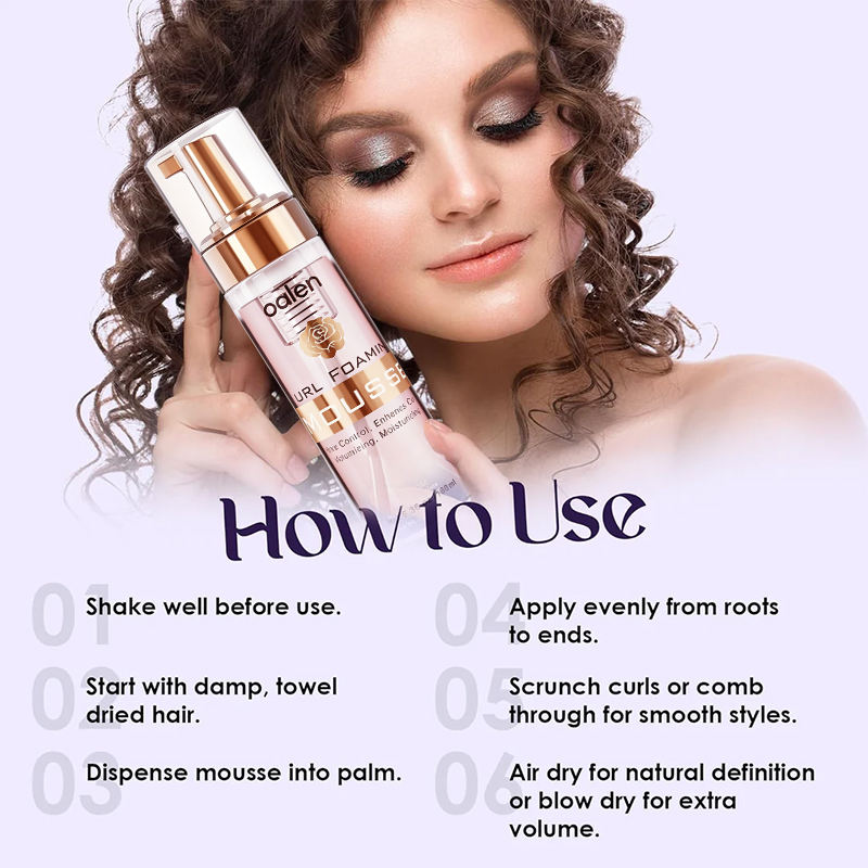 Luxfume Private Label Curl Enhancing Foam Mousse Long Lasting Hold Moisturizing Styling Mousse for Curly Hair,oalen cosmetics