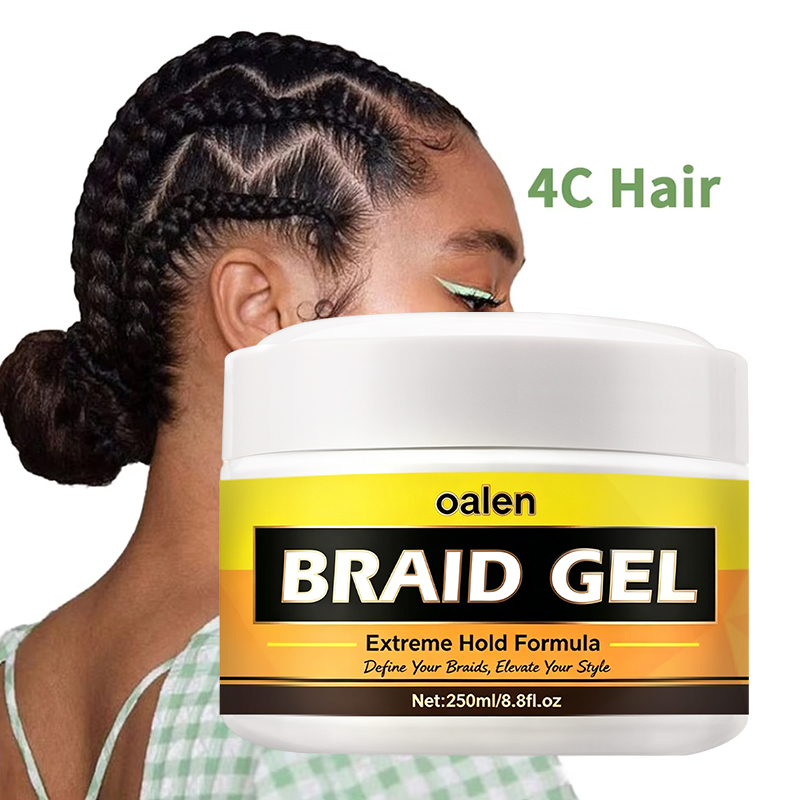 Alcohol-Free Braid Gel for Braids Locs Twists Strong Hold Non-Sticky Hair Gel with Shine for Frizzy Curly Hair,oalen cosmetics