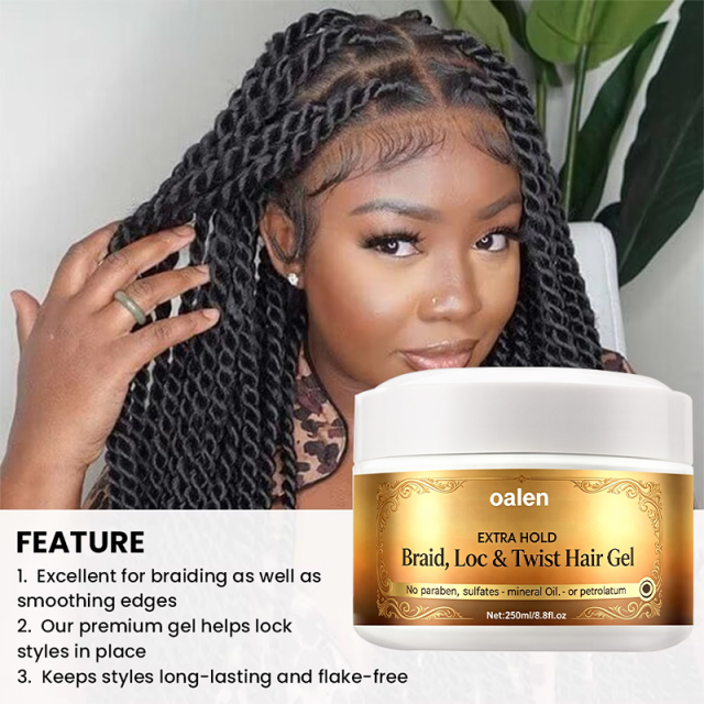 Braid Styling Anti Itch Cool Scalp African Hair Moisturizing Twists Hair Styling Extra Hold Braid Gel,oalen cosmetics