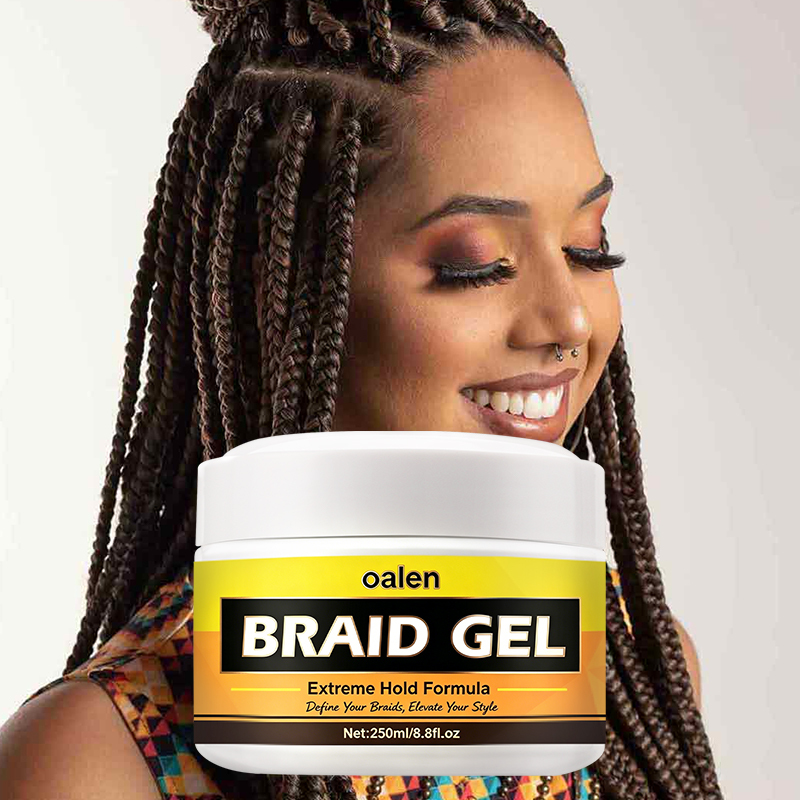 Alcohol-Free Braid Gel for Braids Locs Twists Strong Hold Non-Sticky Hair Gel with Shine for Frizzy Curly Hair,oalen cosmetics