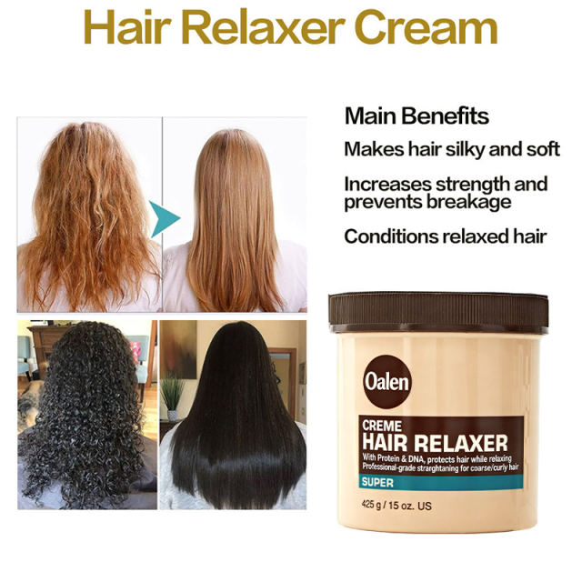 Private Label Big Size 425g Hair Relaxer Cream Regular Strength Silkening Formula for Professional Smoothing Manageable Texture,oalen cosmetics