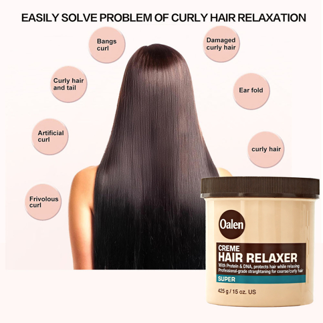 Private Label Big Size 425g Hair Relaxer Cream Regular Strength Silkening Formula for Professional Smoothing Manageable Texture,oalen cosmetics
