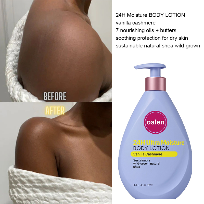 Big Size 473ml Oalen Private Label Natural Shea Butter Vanilla Body Lotion All Day Hydration Fast Absorbing Mild Skin Care,oalen cosmetics