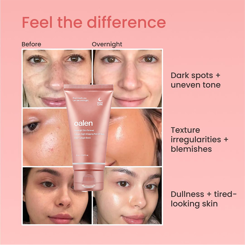 Oalen Private Label Hydrolyzed Collagen Peel Off Mask Anti Aging Reduce Fine Lines Dullness Firm Skin Improve Elasticity,oalen cosmetics