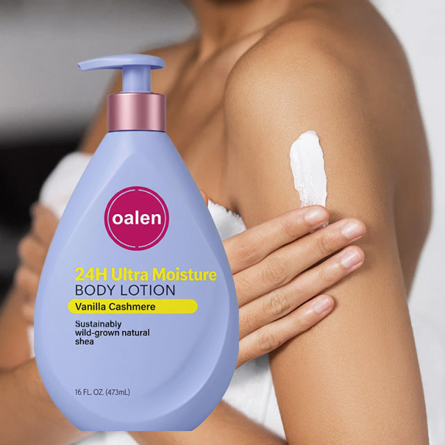 Big Size 473ml Oalen Private Label Natural Shea Butter Vanilla Body Lotion All Day Hydration Fast Absorbing Mild Skin Care,oalen cosmetics
