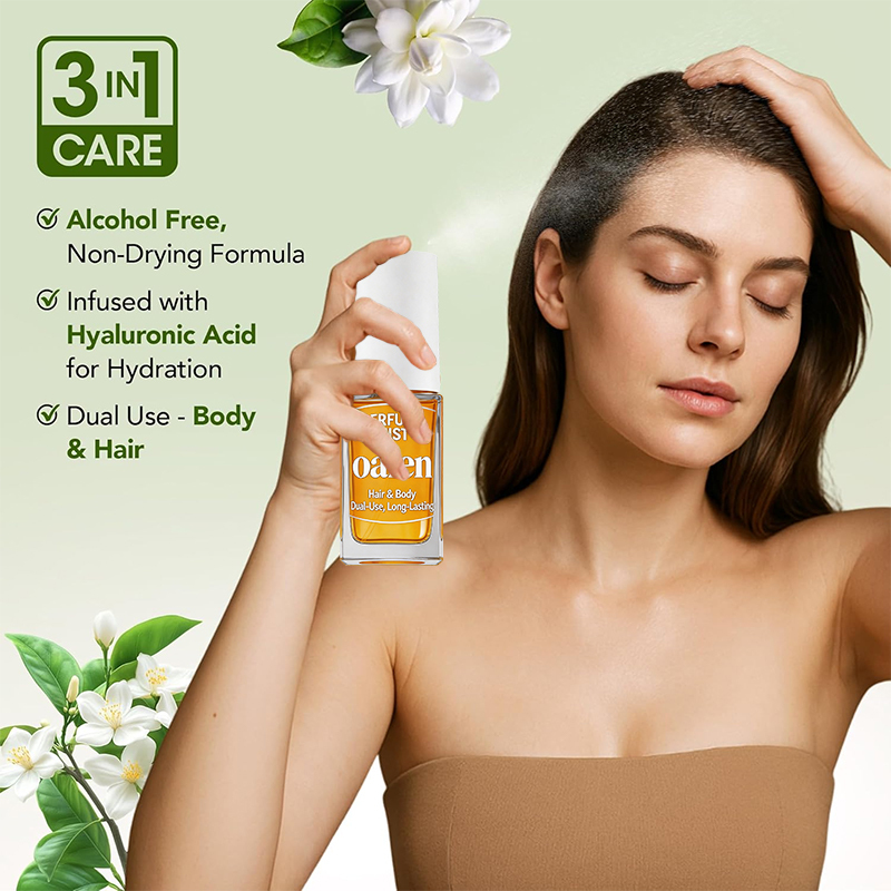 Oalen Private Label Refreshing Hair and Body Perfume Mist Elegant Light Fragrance Mild Formula Perfect for Daily,oalen cosmetics