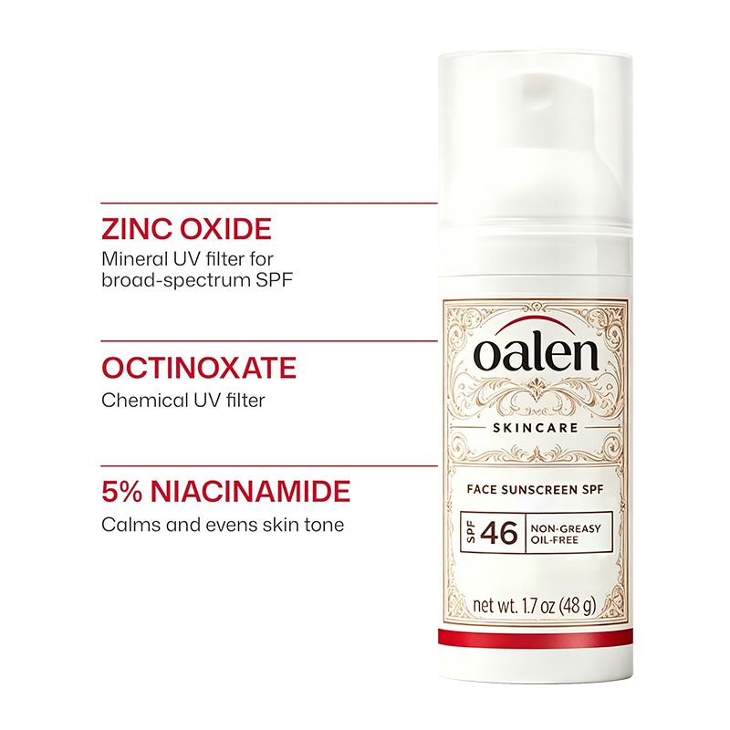 Oalen SPF46 Oil-Free Niacinamide Face Sunscreen | Broad Spectrum Non-Greasy Daily UV Protection,MY SHOP
