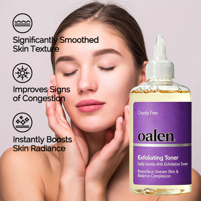 Oalen Private Label Daily Exfoliating Facial Toner Gentle Brightening Formula Refines Rough Skin for Uniform Skin Tone,MY SHOP