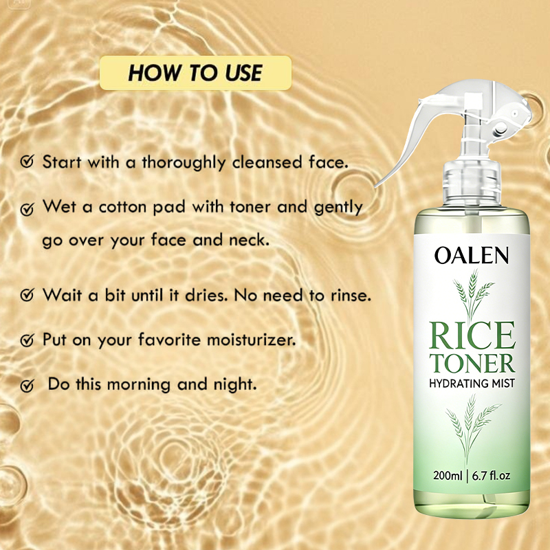 Oalen Private Label Multi Purpose Rice Water Mist Hydrate Revitalize Skin Soften Hair Lightweight Non Sticky Toner,MY SHOP