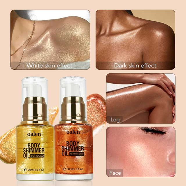 Oalen Private Label Natural Organic Shimmer Body Oil Long Lasting Moisturizing Glow Illuminating Body Oil Wholesale Custom,MY SHOP