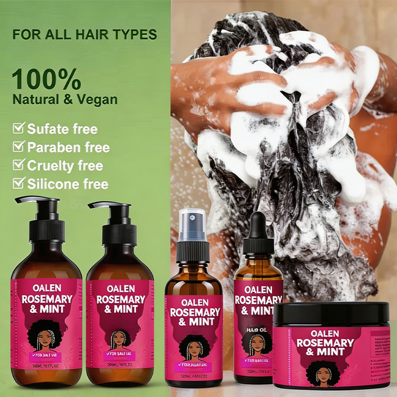 Oalen Rosemary Mint Hair Care Set Shampoo Conditioner Hair Oil Mask Anti Hair Loss Repair Growth Treatment for All Hair Types,MY SHOP