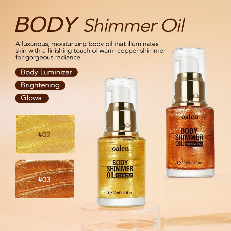 Oalen Private Label Natural Organic Shimmer Body Oil Long Lasting Moisturizing Glow Illuminating Body Oil Wholesale Custom,MY SHOP