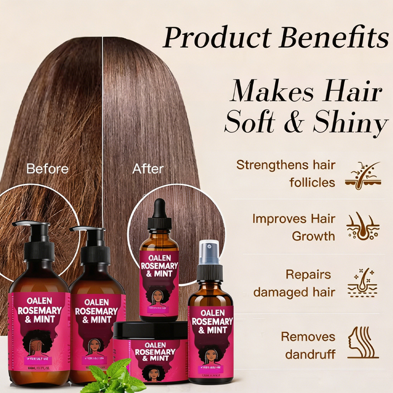 Oalen Rosemary Mint Hair Care Set Shampoo Conditioner Hair Oil Mask Anti Hair Loss Repair Growth Treatment for All Hair Types,MY SHOP
