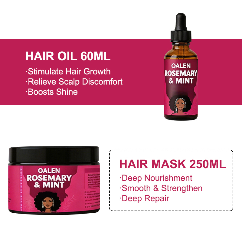 Oalen Rosemary Mint Anti Hair Loss Hair Growth Products Shampoo Conditioner Oil Mask Repair Damaged Hair Care Kit,MY SHOP