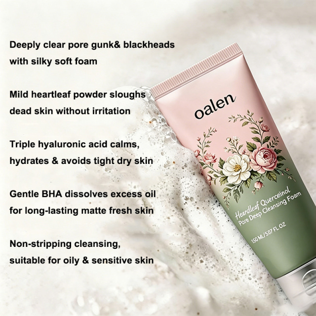 oalen private label heartleaf gentle foaming cleanser deep pore cleansing hydrating daily face wash pore refining skincare product,MY SHOP