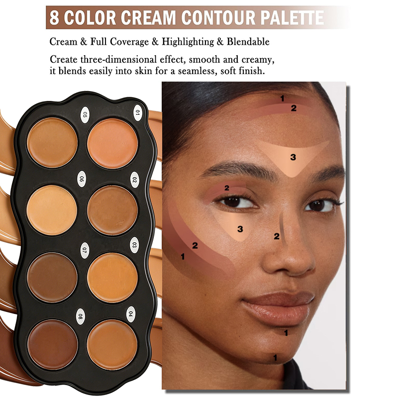 Oalen Cream Contour Palette Full Coverage Concealer Sculpt Highlight Blendable Bronzer Long Lasting Formula Cover Dark Circles Acne Blemishes and Pigmentation,MY SHOP