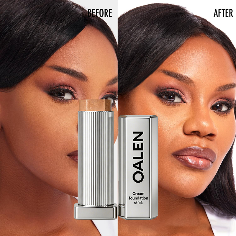 Oalen private label cream foundation stick buildable coverage sun protection hypoallergenic long lasting cruelty free makeup for dark skin tones,MY SHOP