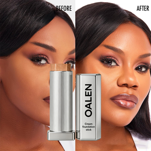 Oalen private label cream foundation stick buildable coverage sun protection hypoallergenic long lasting cruelty free makeup for dark skin tones,MY SHOP