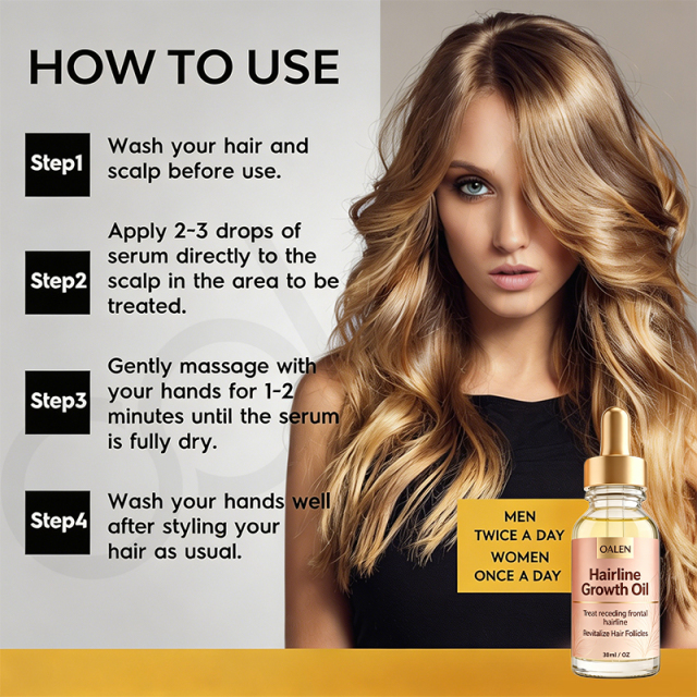 Oalen Natural Hair Regrowth Oil for Receding Hairline, Nourish Sparse Forehead Edges, Strengthen Weak Hair Roots Activate Dormant Follicles Anti Hair Loss Scalp Care Oil,MY SHOP