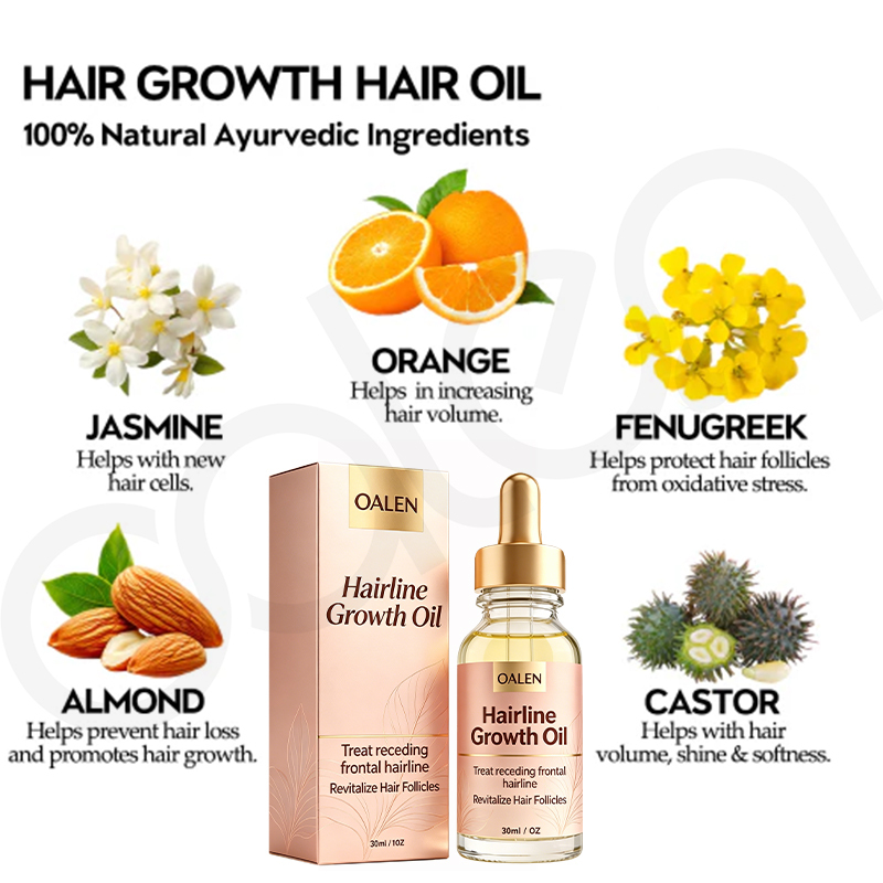 Oalen Natural Hair Regrowth Oil for Receding Hairline, Nourish Sparse Forehead Edges, Strengthen Weak Hair Roots Activate Dormant Follicles Anti Hair Loss Scalp Care Oil,MY SHOP