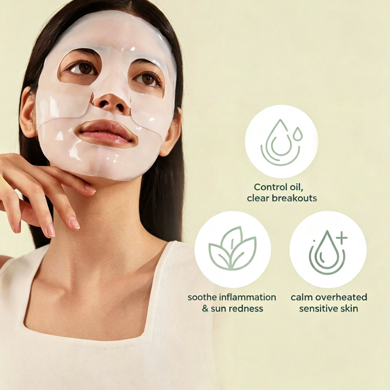 Oalen Private Label Sea Kelp Real Deep Mask Hydrogel Facial Mask Blemish Care After Sun Soothing Relief 4 Sheets,oalen cosmetics