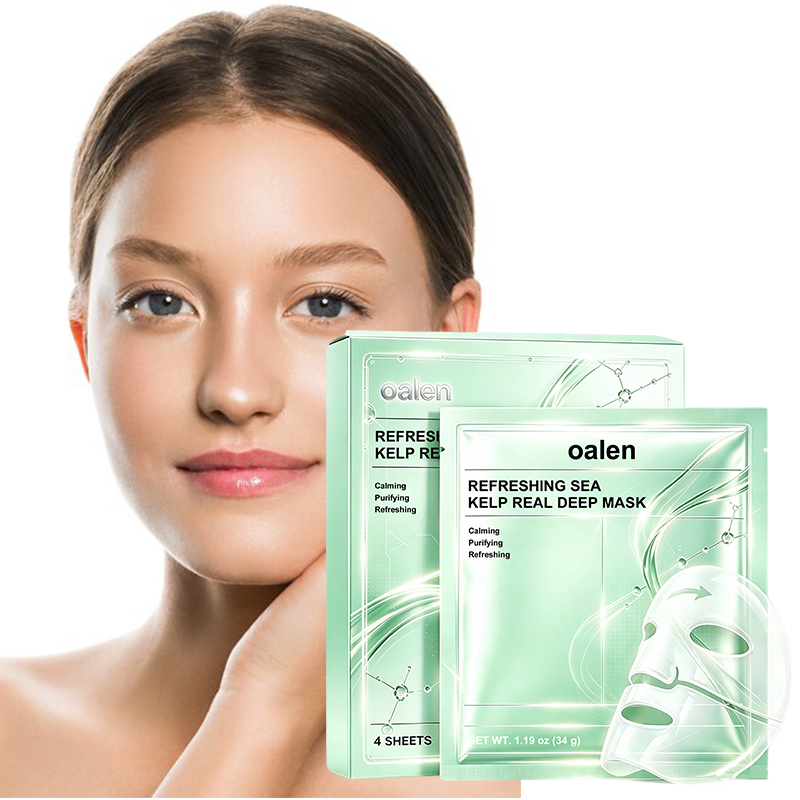 Oalen Private Label Sea Kelp Real Deep Mask Hydrogel Facial Mask Blemish Care After Sun Soothing Relief 4 Sheets,oalen cosmetics