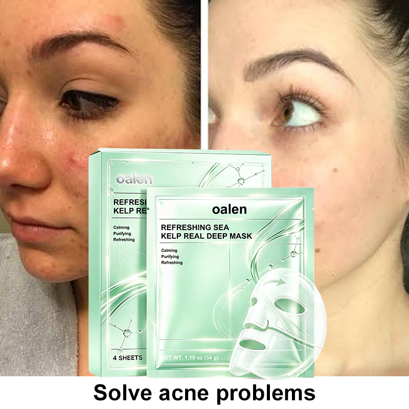 Oalen Private Label Sea Kelp Real Deep Mask Hydrogel Facial Mask Blemish Care After Sun Soothing Relief 4 Sheets,oalen cosmetics