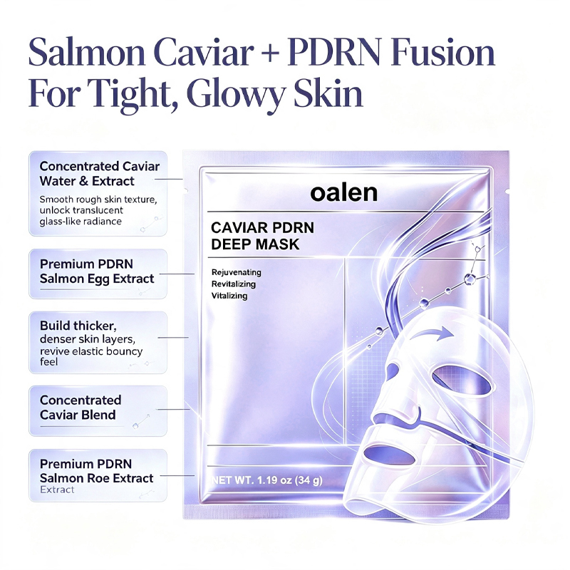 Oalen Private Label Caviar Real Deep Mask Hydrogel Sheet Mask Boost Skin Recovery Rejuvenating 4 Sheets,oalen cosmetics