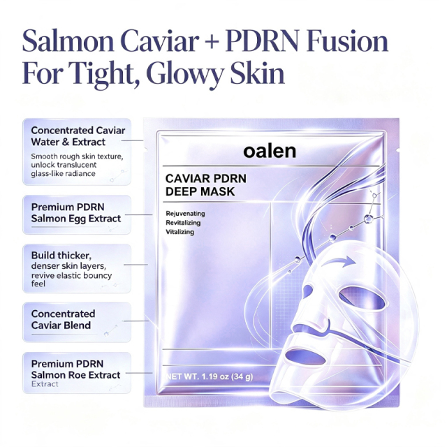 Oalen Private Label Caviar Real Deep Mask Hydrogel Sheet Mask Boost Skin Recovery Rejuvenating 4 Sheets,oalen cosmetics