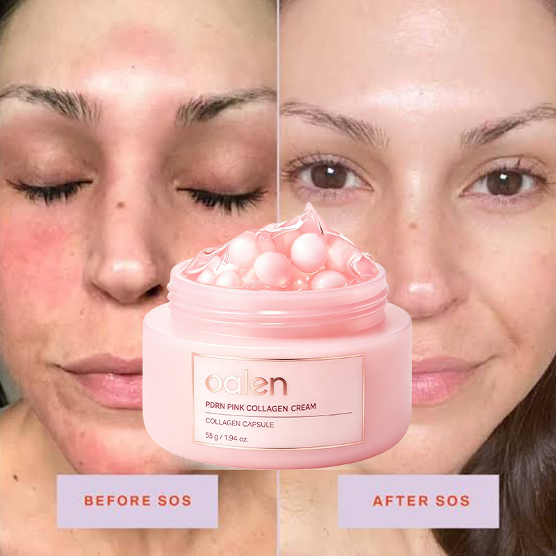 Luxfume Private Label pink Collagen Capsule Face Cream with PDRN Extract Repair Dull Dry Skin Firm Smoothing Facial Cream,oalen cosmetics